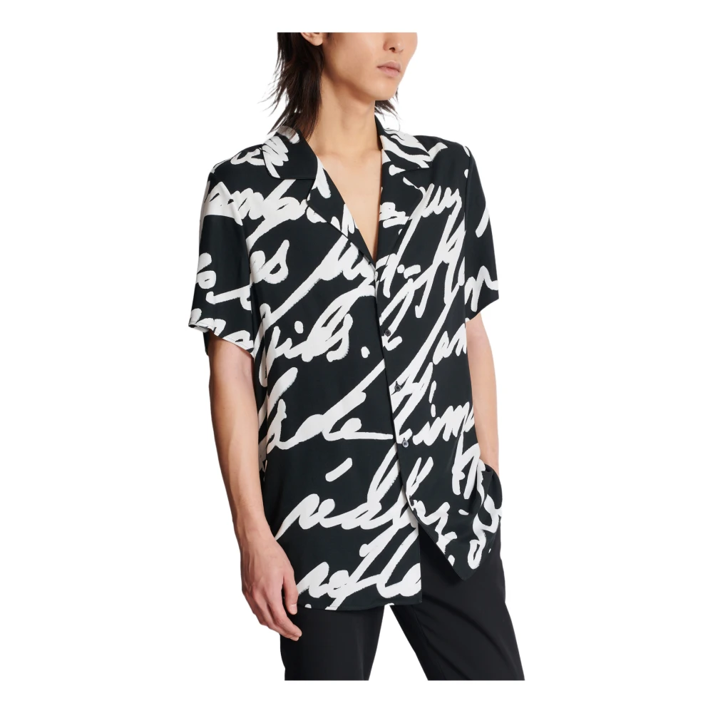 Balmain Twill pyjamashirt met 'Love Letter' print Black Heren