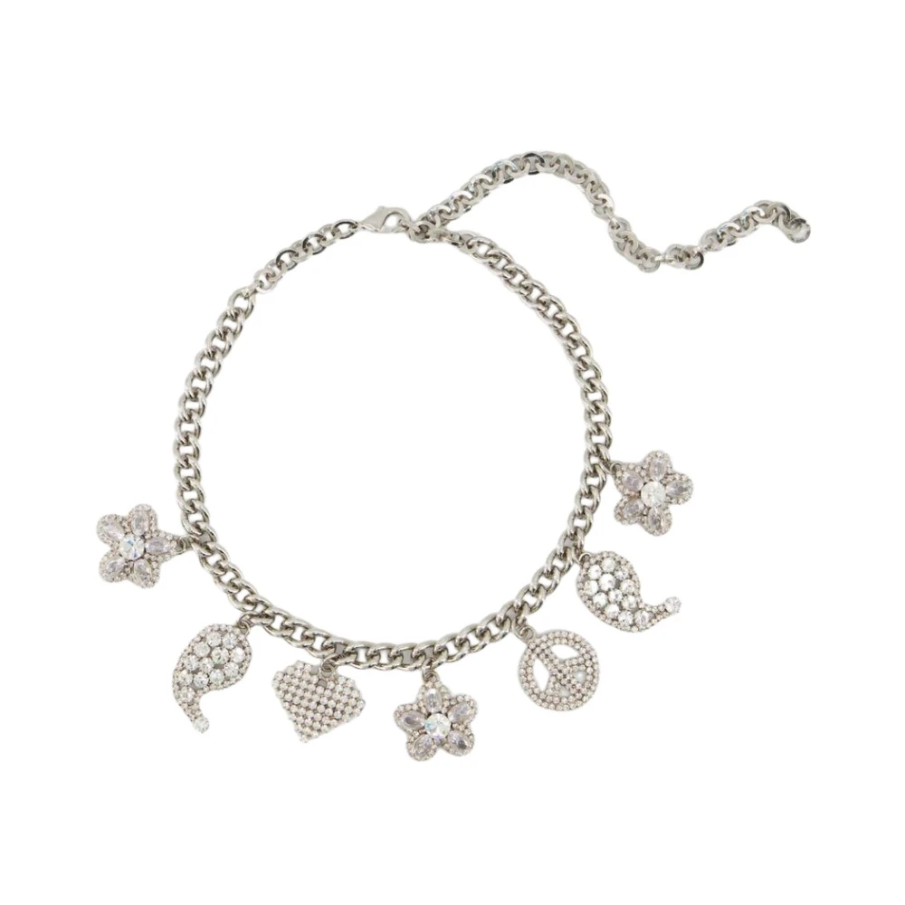 Alessandra Rich Women's Gray Crystal Charm Necklace