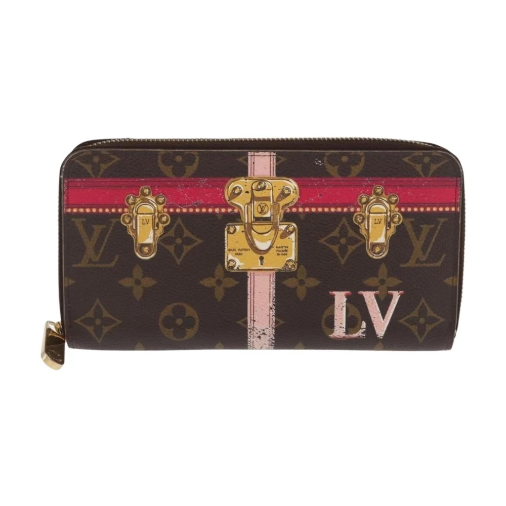 Louis Vuitton Vintage Women's Brown Pre-Owned Monogram Trunk Print Zip Around Wallet