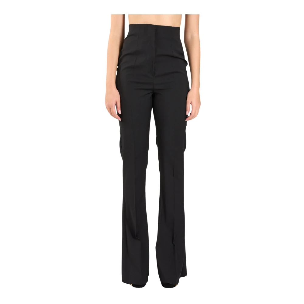 SPORTMAX Hoge taille flare wollen broek Black Dames