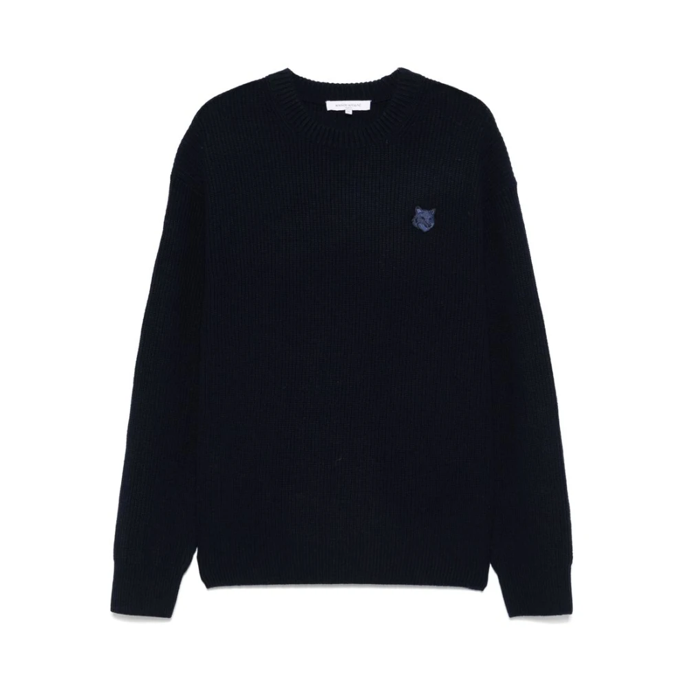 Maison Kitsuné Navy Blue Fox Head Sweater Blue Heren