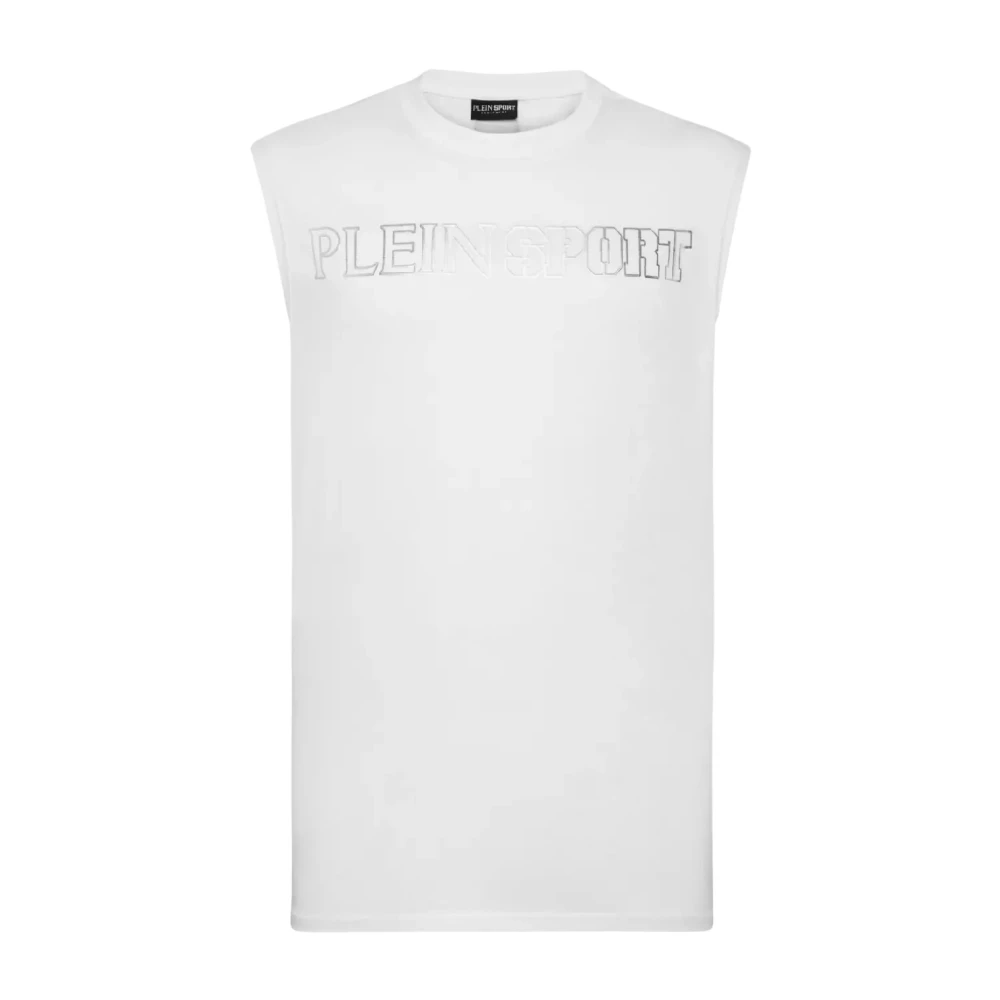Plein Sport Wit Mouwloos T-shirt met Tijger Grafisch White Heren