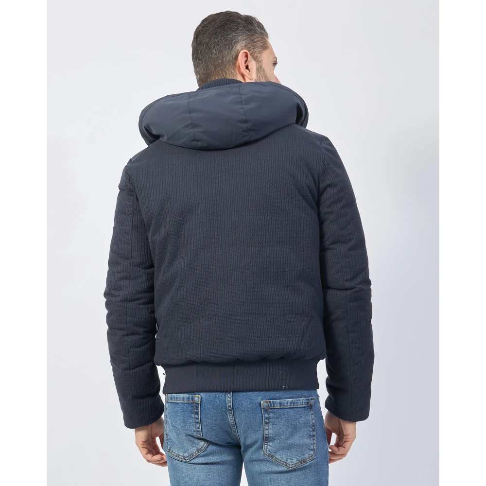 YES ZEE Blauwe Gebreide Softshell Hoodie Jas Blue Heren