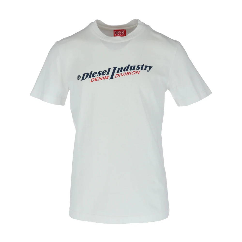 Diesel Wit Bedrukt T-shirt Ronde Hals Mannen White Heren