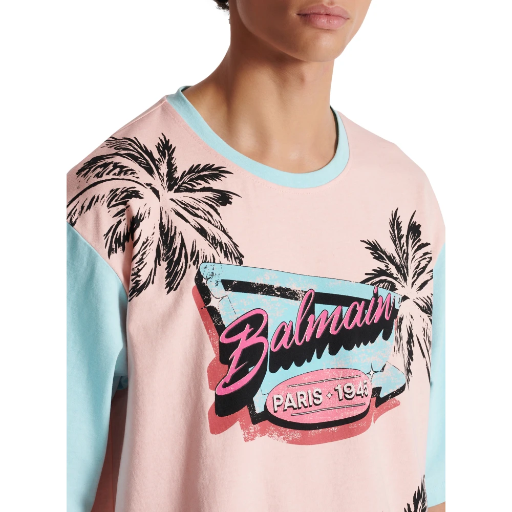 Balmain Losse Miami bedrukte T-shirt Multicolor Heren