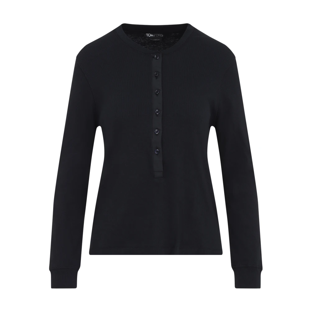 Tom Ford Zwarte Henley T-shirt Black Dames