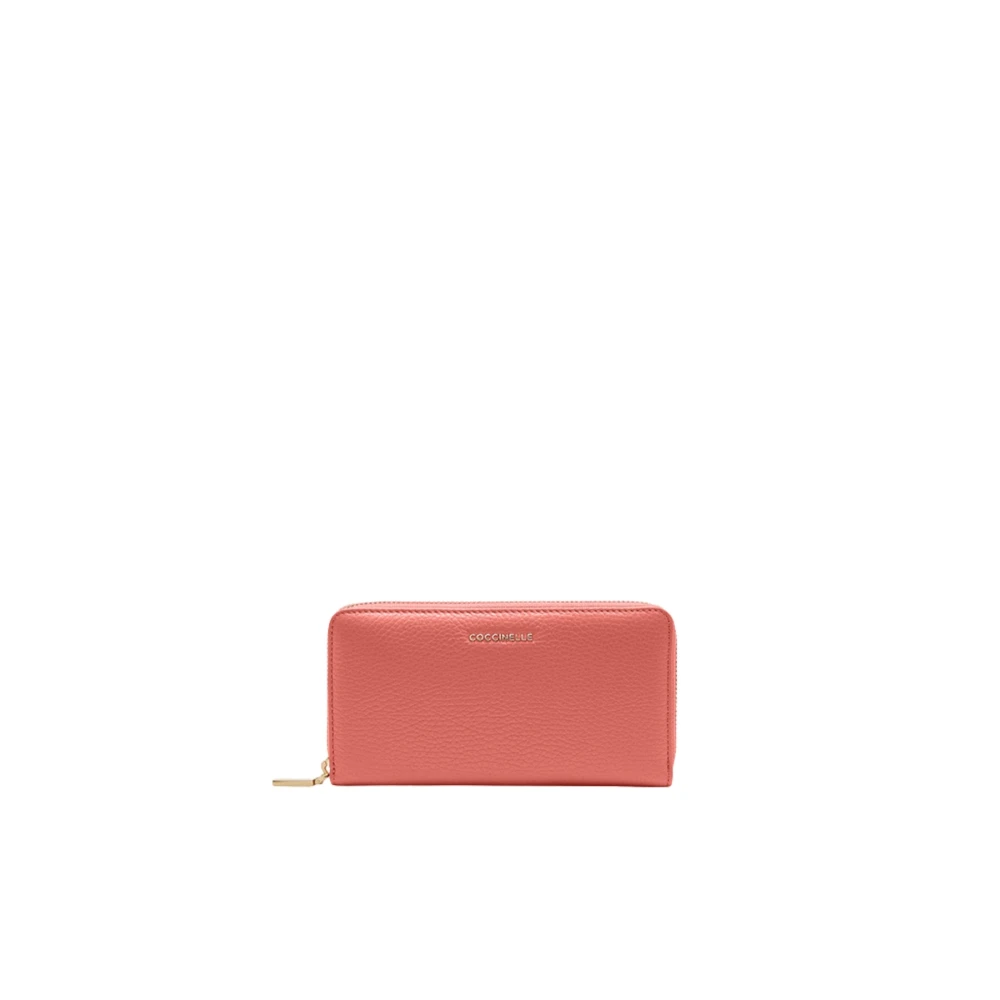 Coccinelle Women's Pink Wallets & Cardholders, One Size, Metallic Soft Zip Wallet