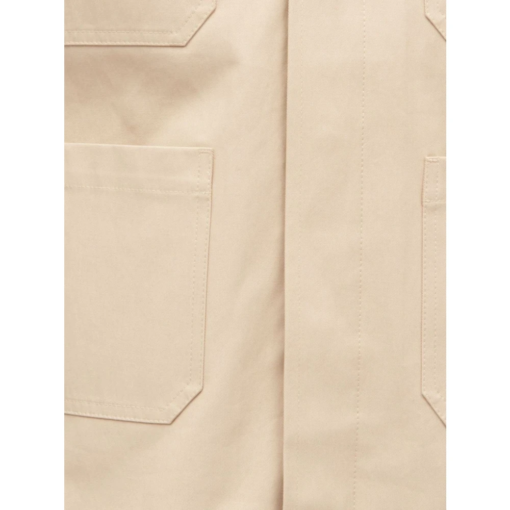 MM6 Maison Margiela Geborduurde katoenen gabardine overhemd Beige Heren