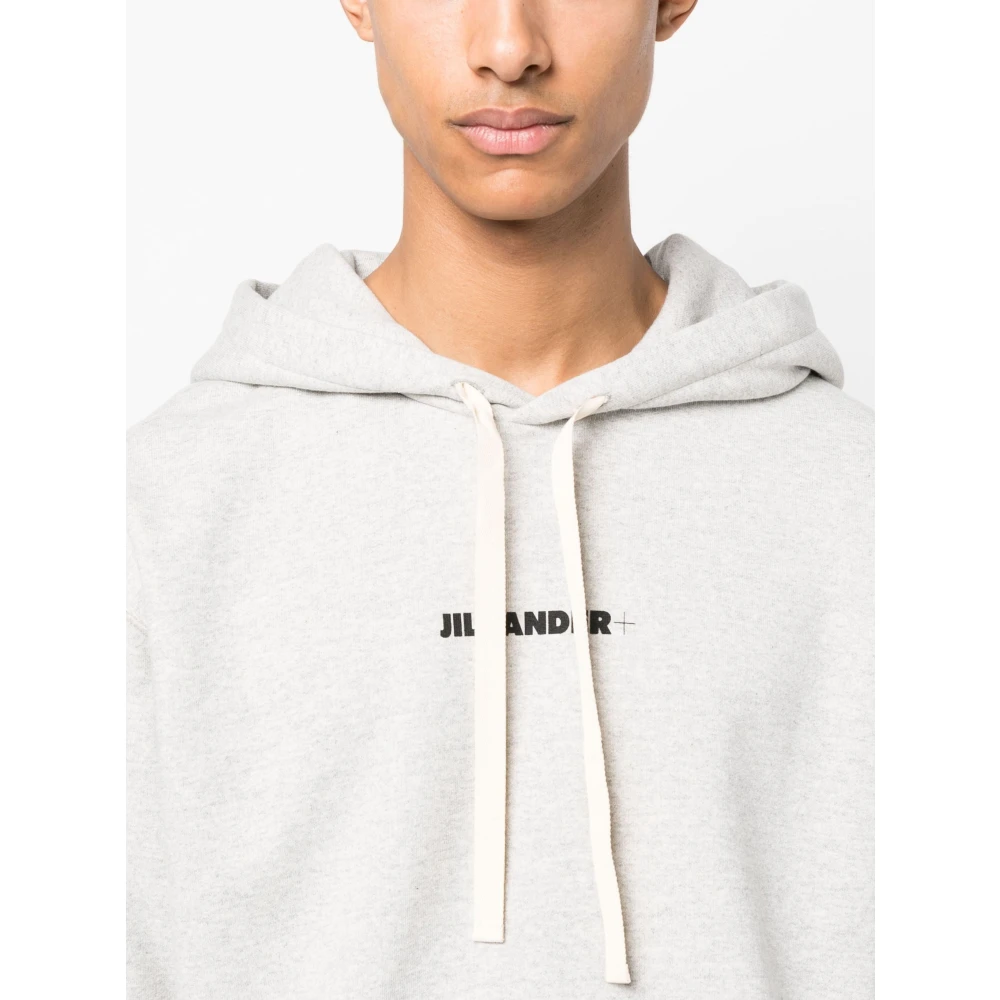 Jil Sander Grijze Logo Hoodie Gray Heren