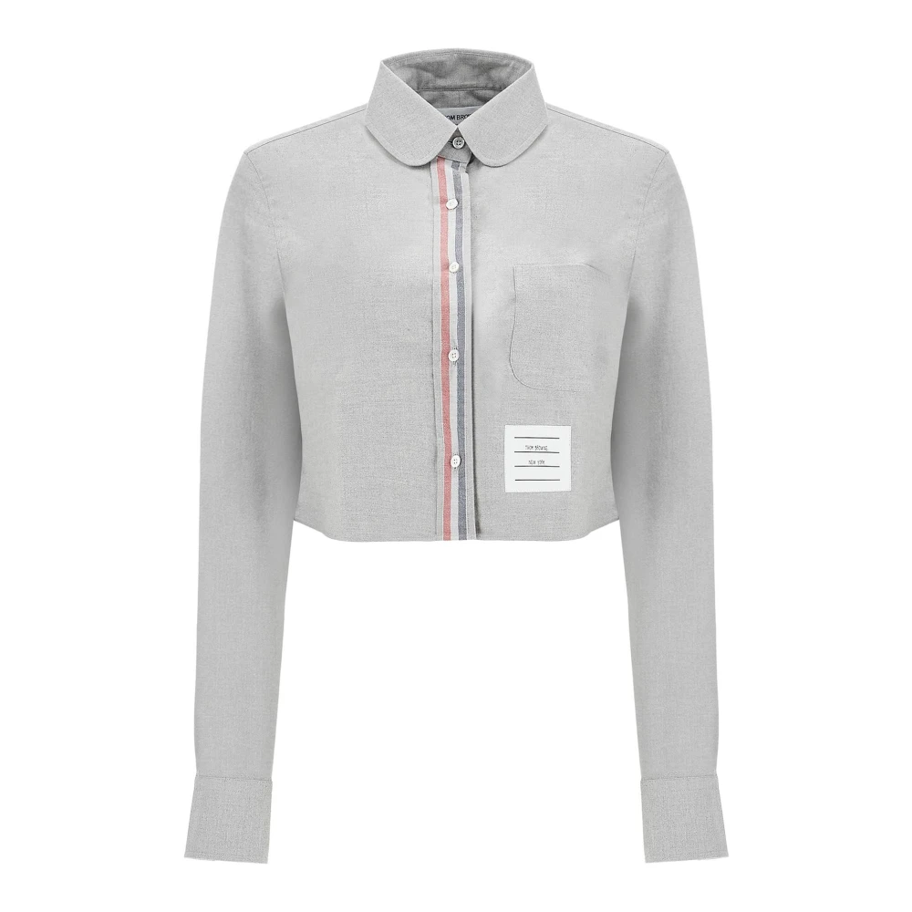 Thom Browne Geknipte Flanellen Overhemd met Gestreepte Details Gray Dames