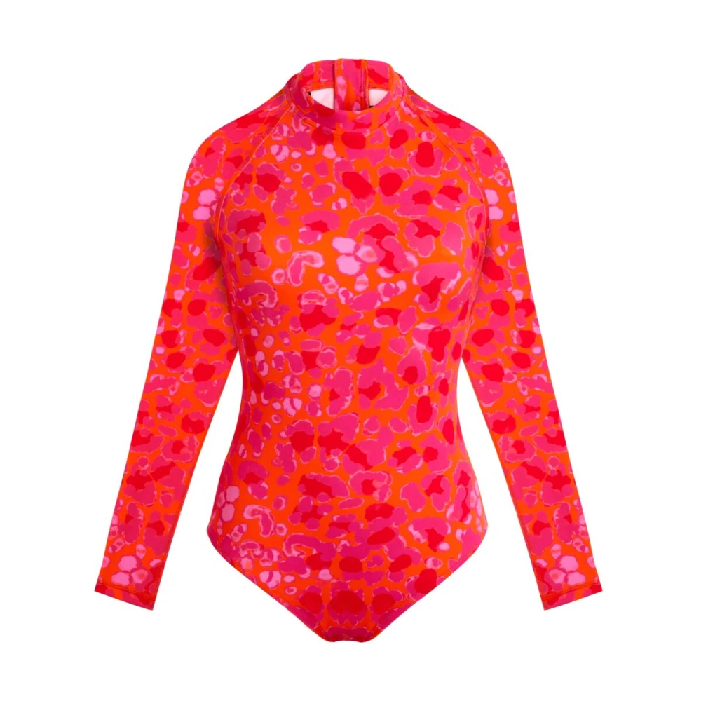 Vilebrequin Lange mouwen Nieuwe Luipaard Rashguard Badpak voor Dames Orange Dames