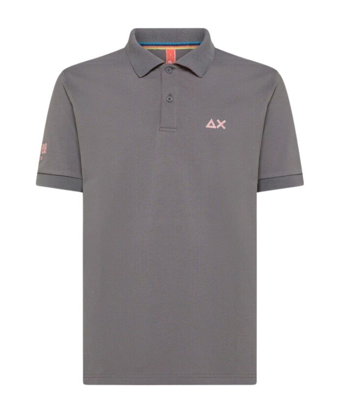 polo-gris-en-coton-a-manches-courtes-sun68