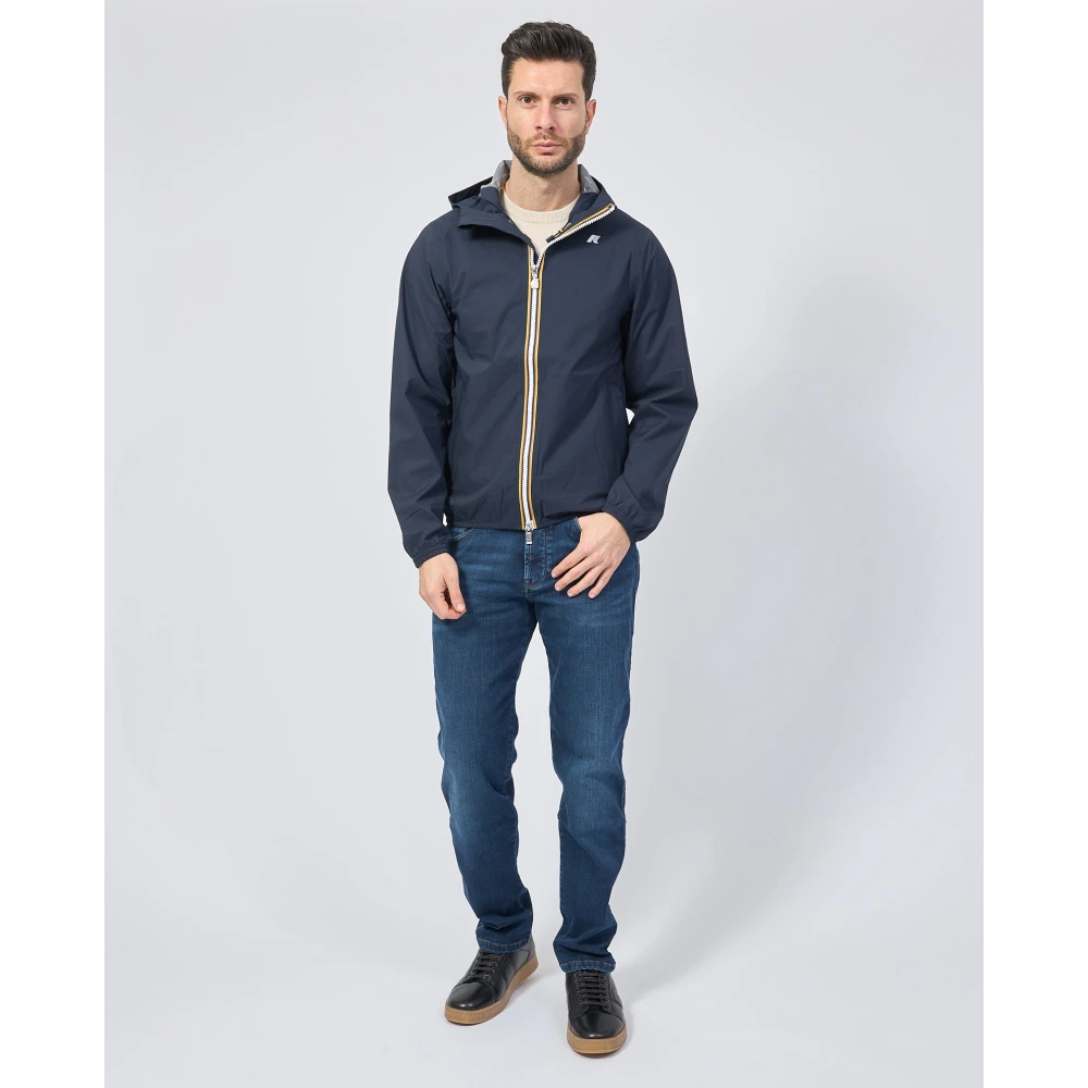 K-way Blauwe korte jas met slim fit Blue Heren