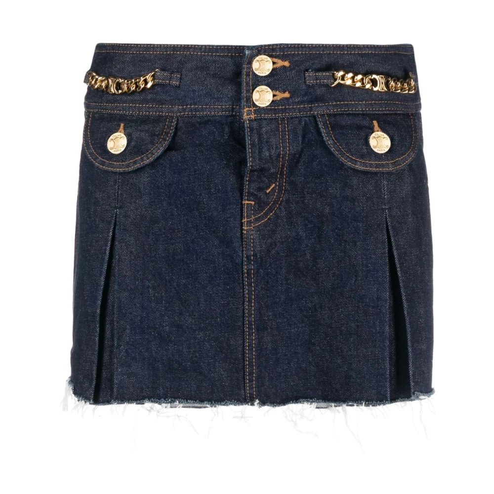 Celine Denim Rok met Kettingsteekborduursel Blue Dames