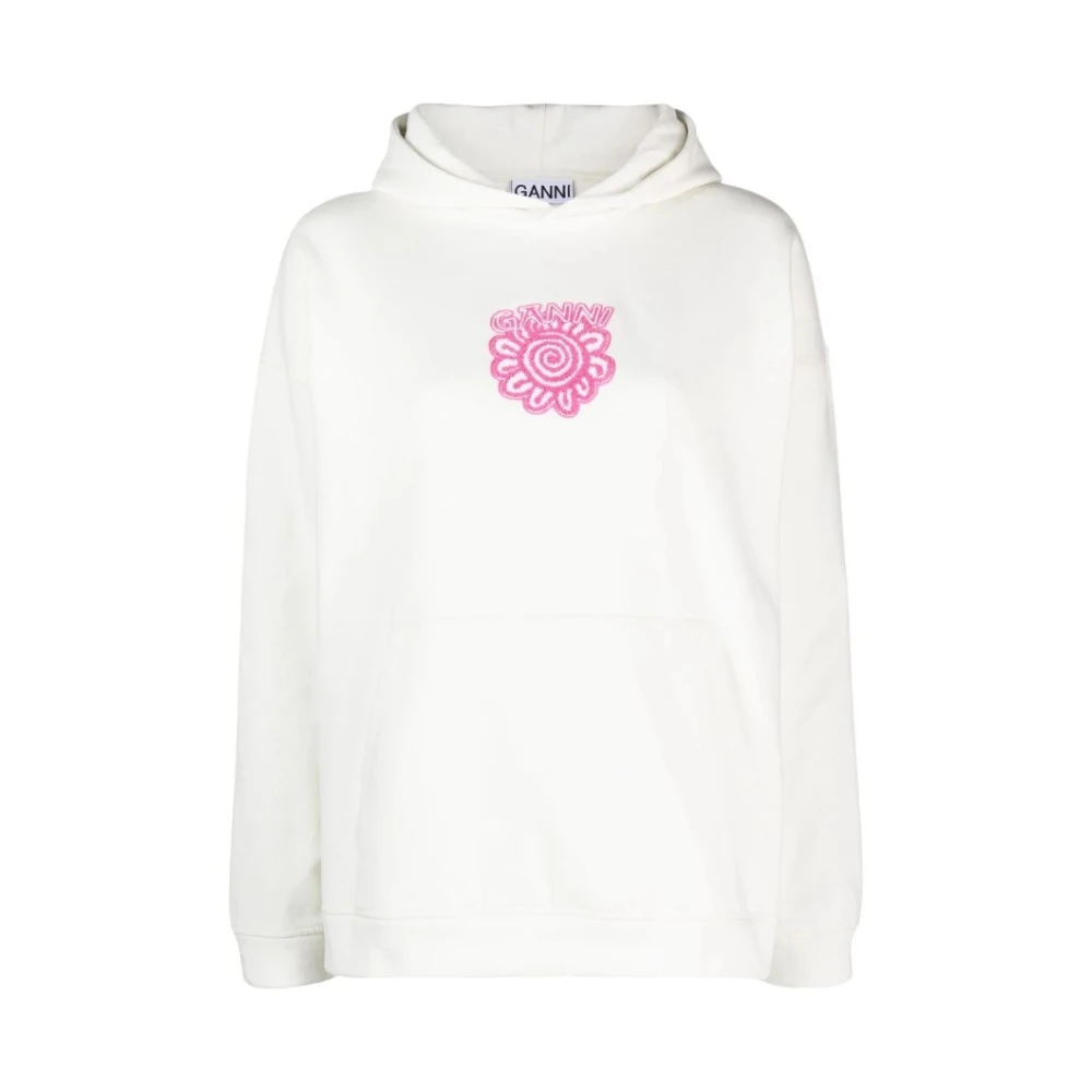 Blomster Oversized Hoodie med Rosa Logo