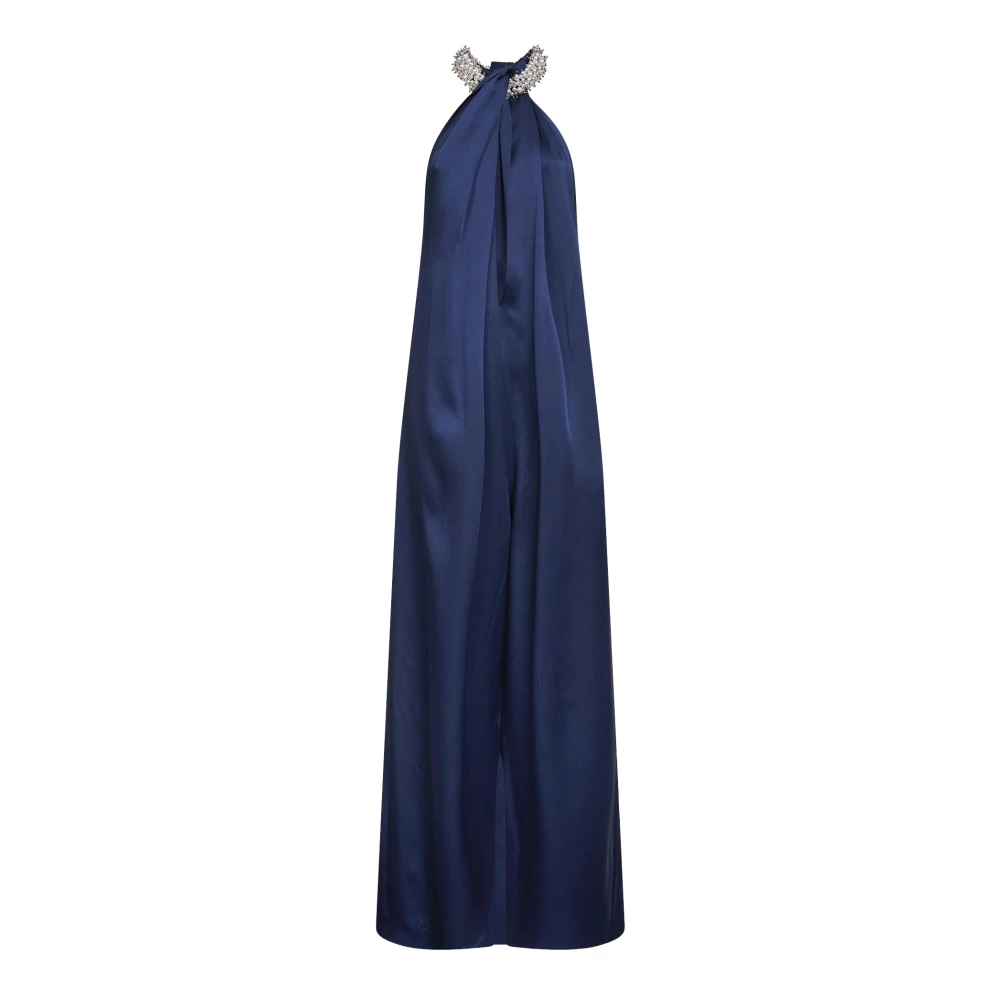 Stella Mccartney Women's Blue Satin Halterneck Jumpsuit