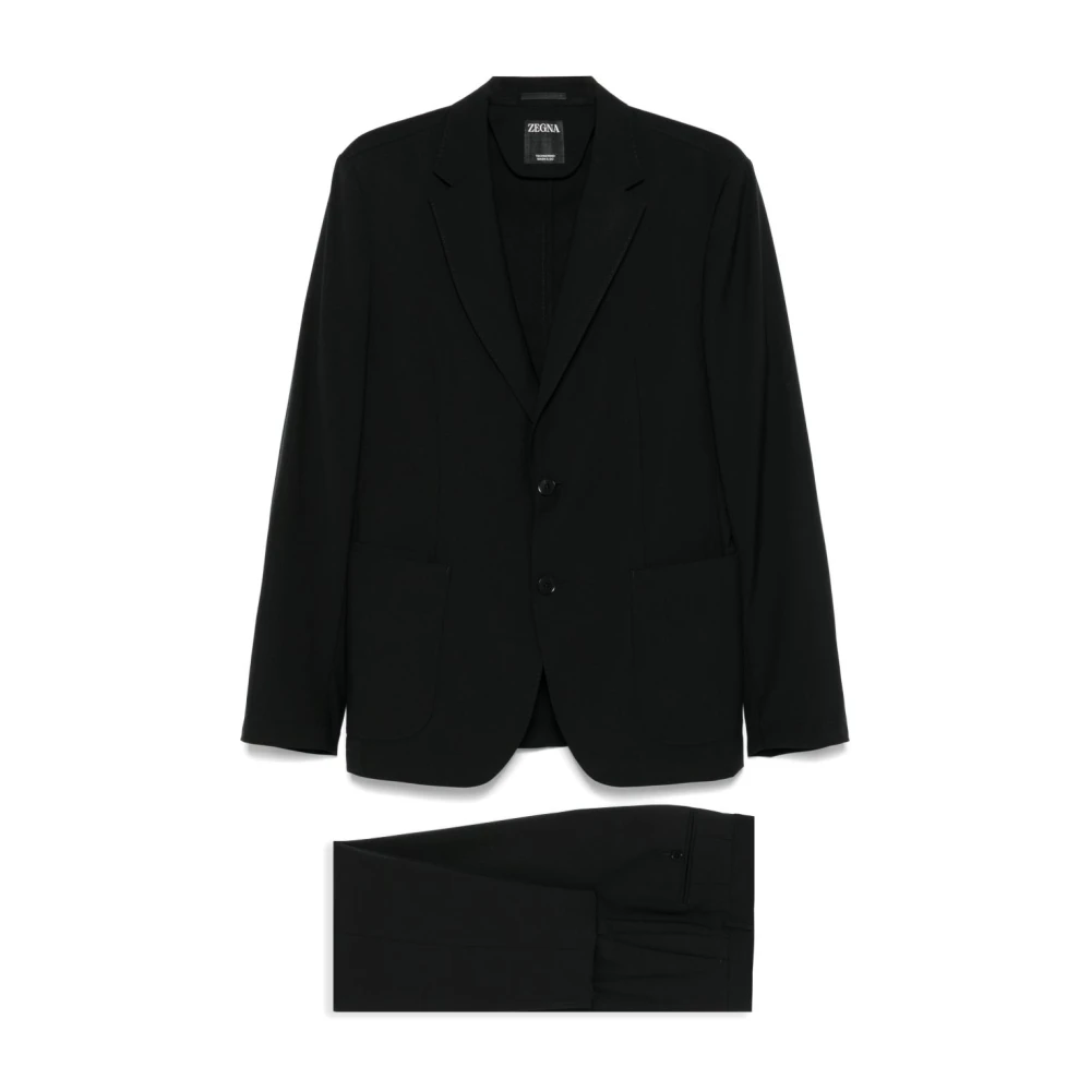Ermenegildo Zegna Zwarte Jurk met Voorknoop en Achteruitgangen Black Heren