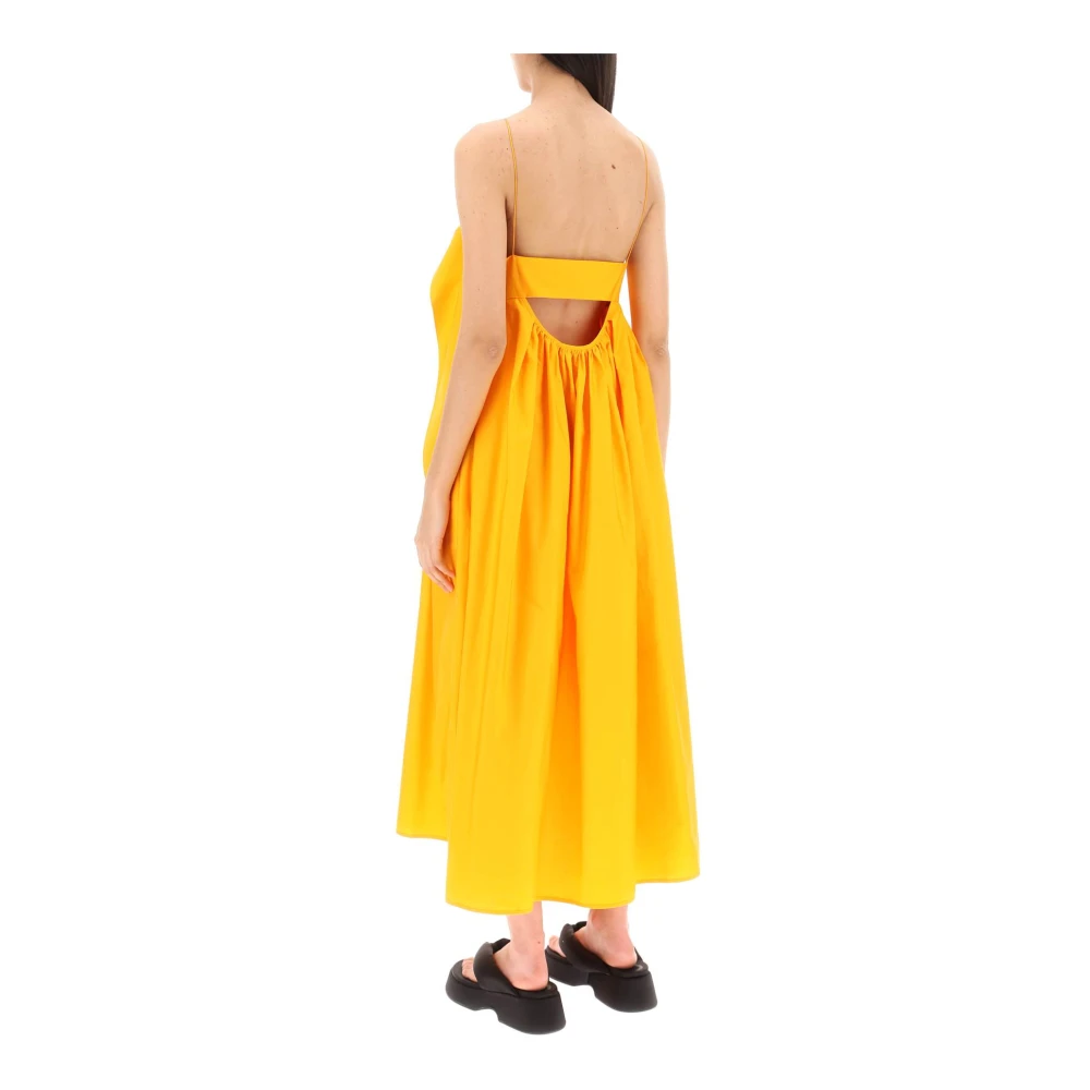 Cecilie Bahnsen Katoenen jurk met geplooide rok en open rug Orange Dames