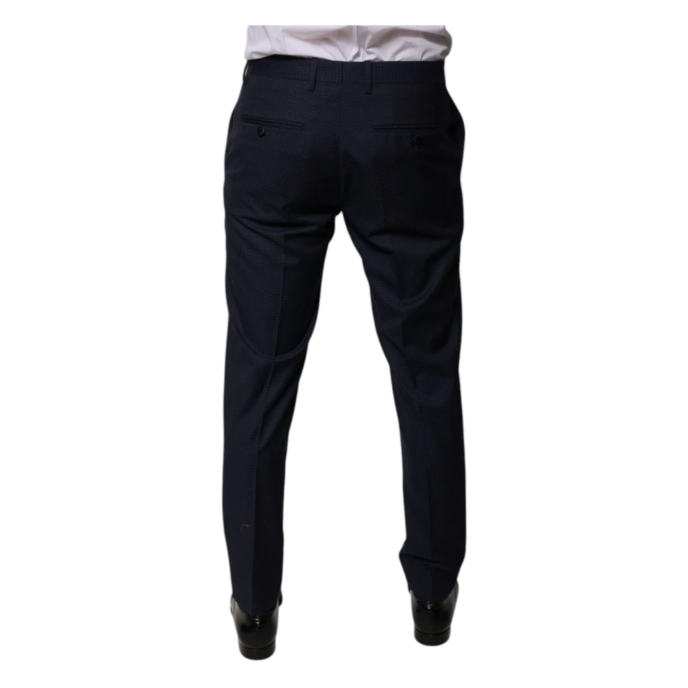 Dolce & Gabbana Blauwe Katoenen Pantalon met Knoopsluiting Blue Heren