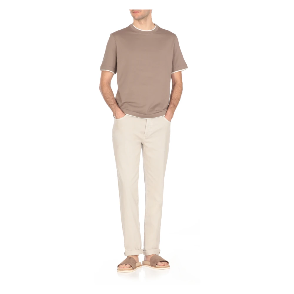 BRUNELLO CUCINELLI Bruin Katoen Crew Neck Sweater Brown Heren