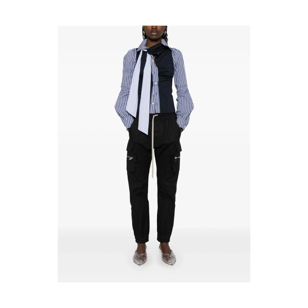 Ottolinger Navy Blue Deconstructed Overhemd met Sjaal Detail Blue Dames