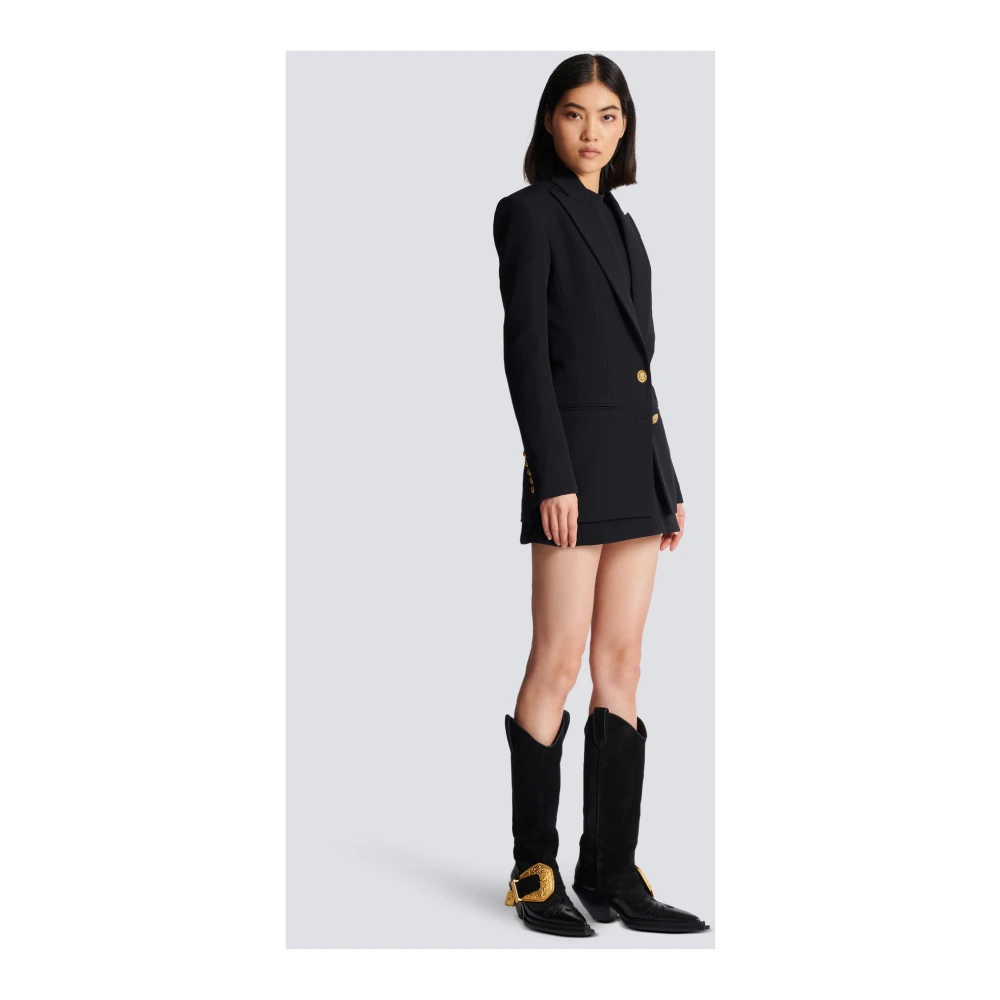 Balmain 2-knoops Jas met Getailleerde Taille Black Dames