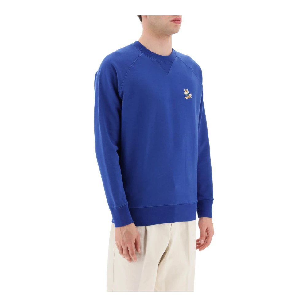 Maison Kitsuné Sweatshirt met Dressed Fox-patch Blue Heren
