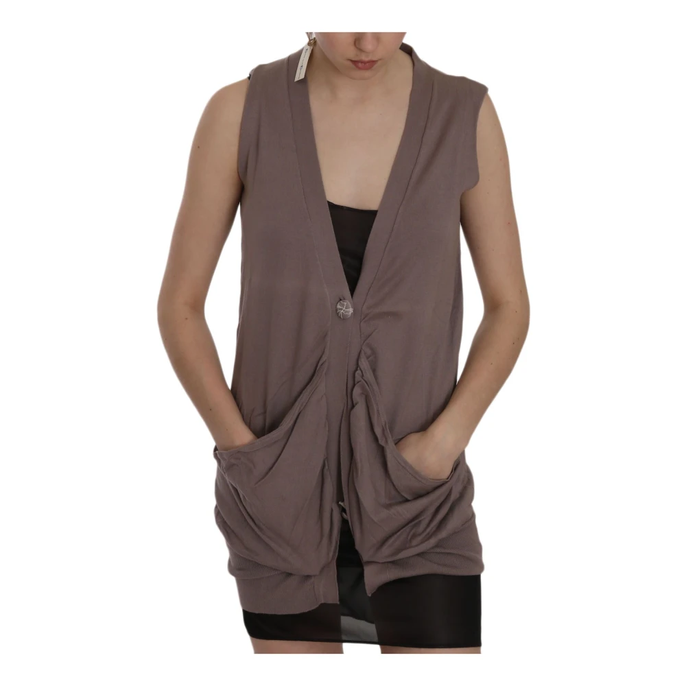 Pink Memories Sleeveless Cardigan Top - Female - Cardigans - Brown - Xs - Knitwear
