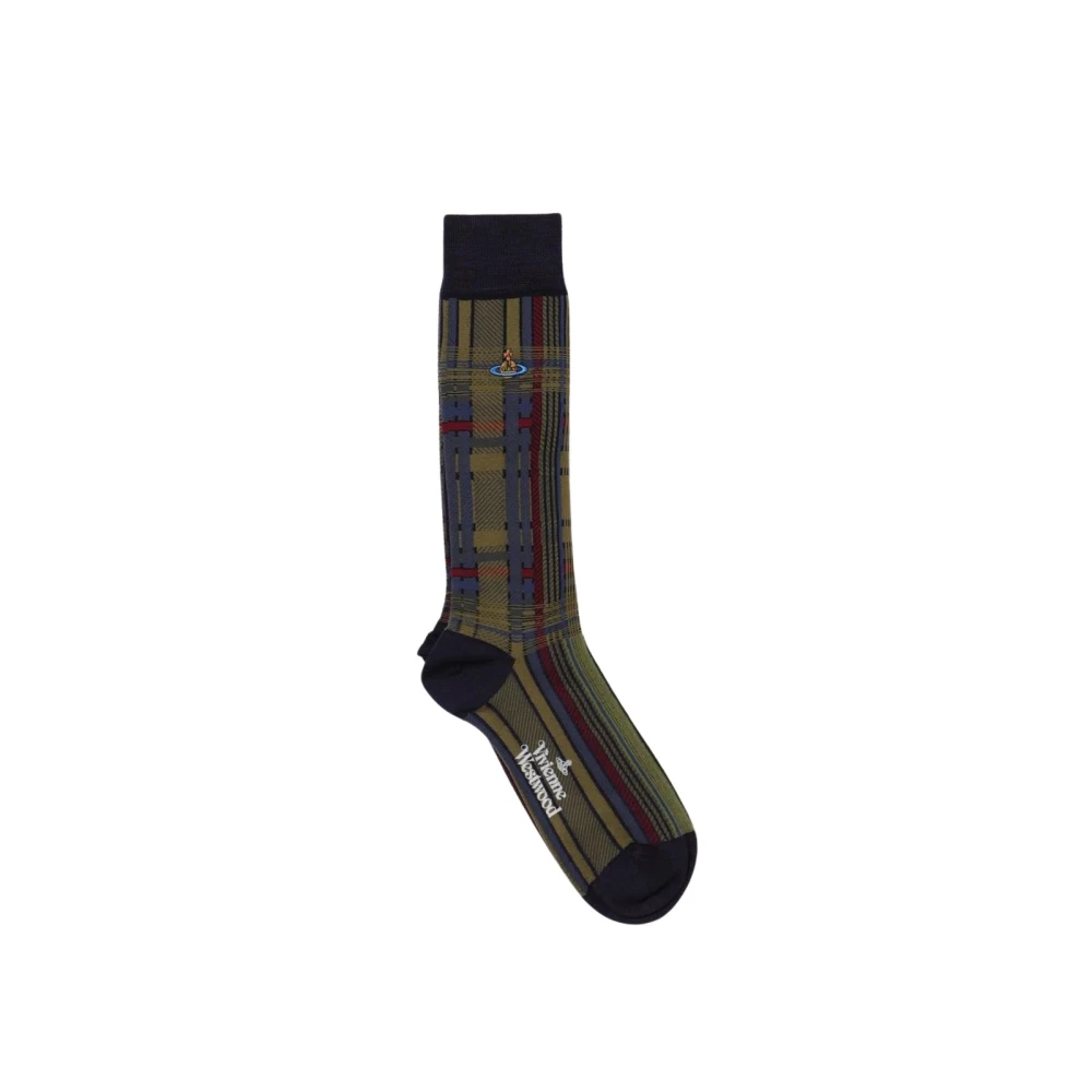Vivienne Westwood Men's Multicolor Socks, M, Plaid Crew Socks