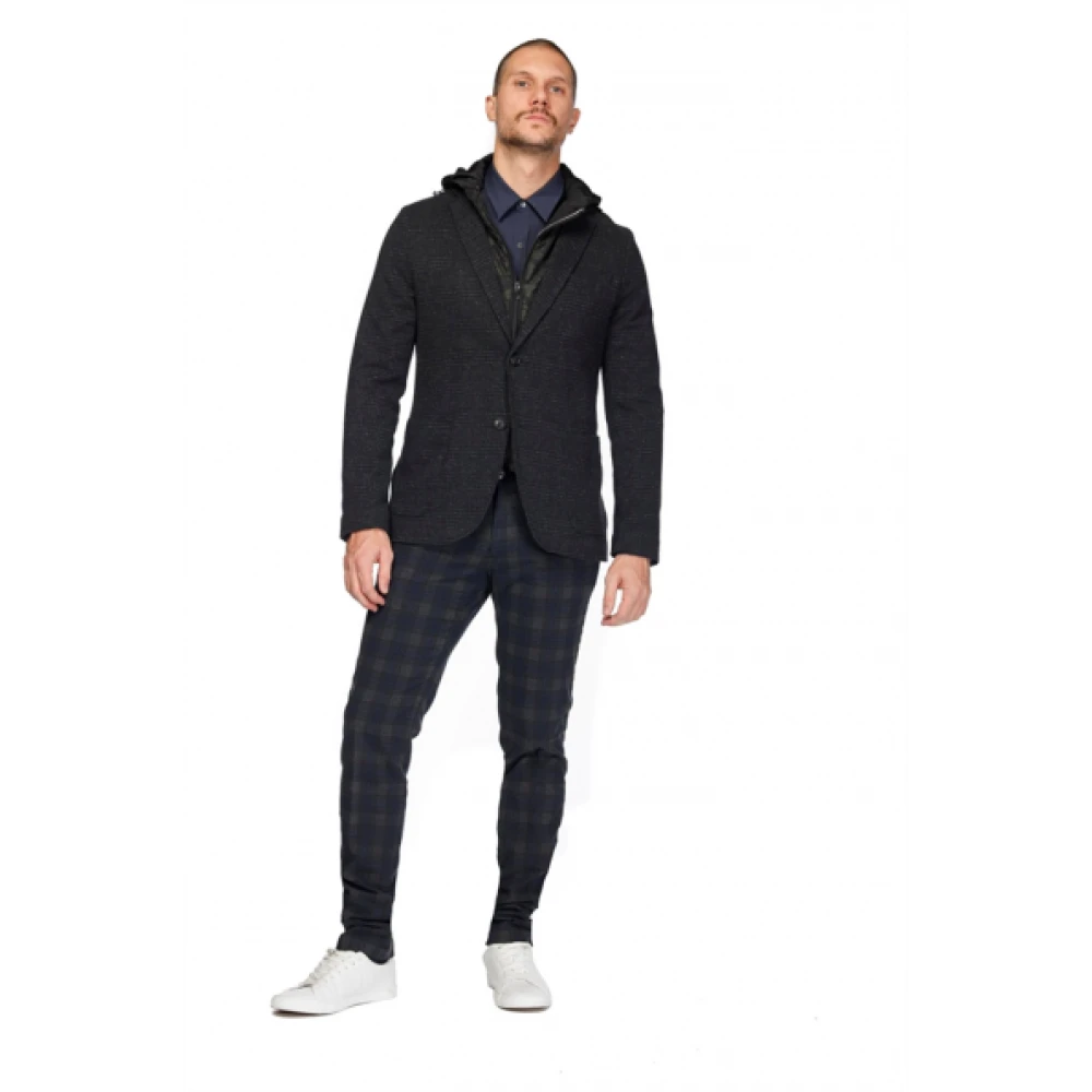 Mason's 2-in-1 Blazer met Afneembare Capuchon Blue Heren