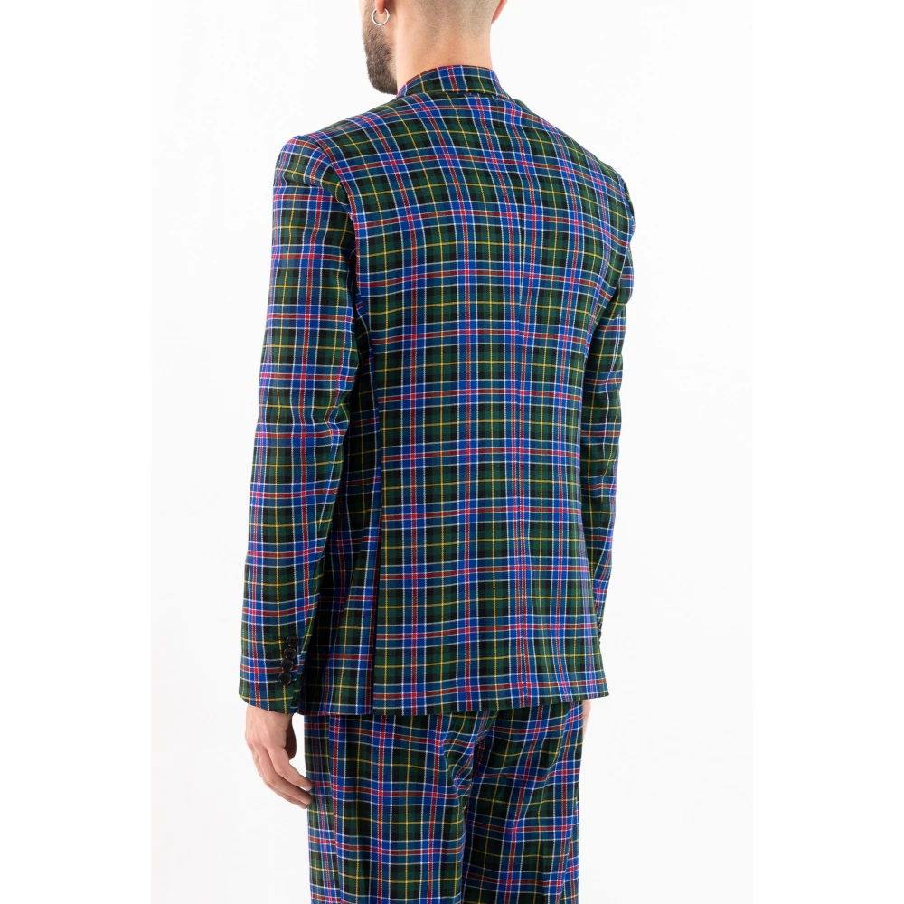 Corsinelabedoli Geruite Print Double-Breasted Jas Multicolor Heren