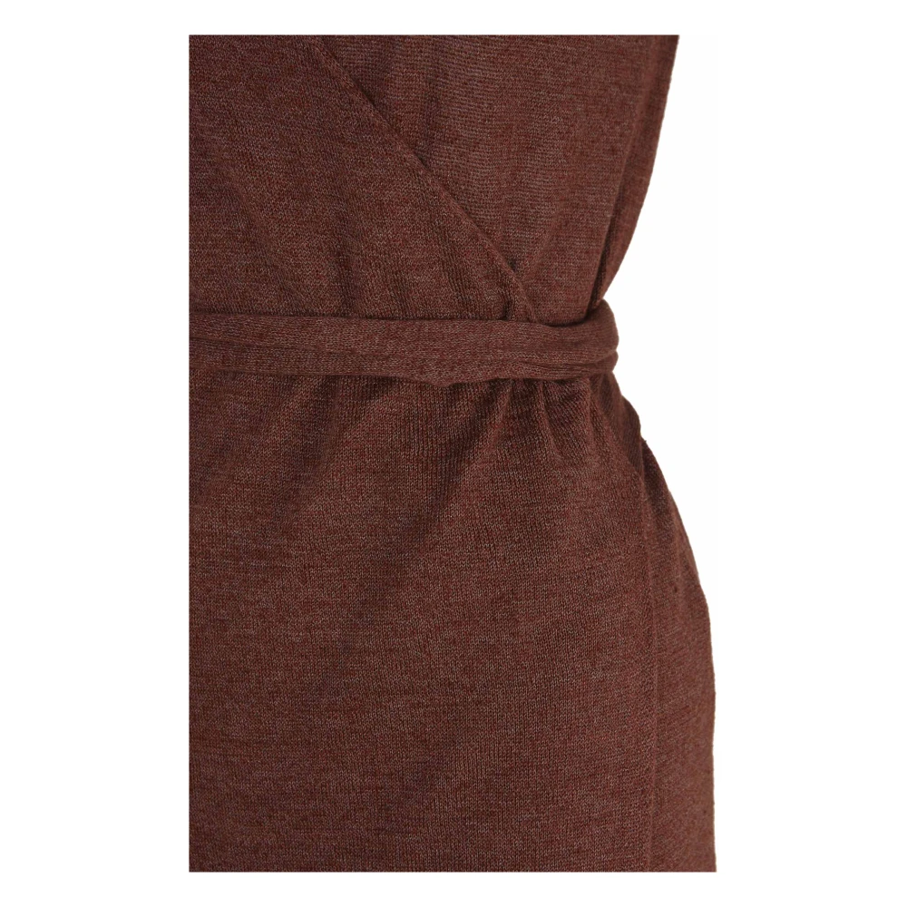 Cortana Bordeaux Linnen Zijde Wrap Jurk Brown Dames