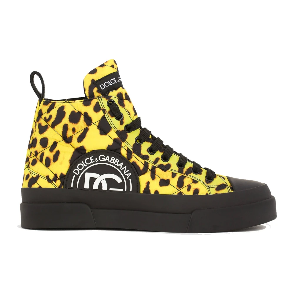 Dolce & Gabbana Leopard Quiltade Sneakers Yellow, Dam