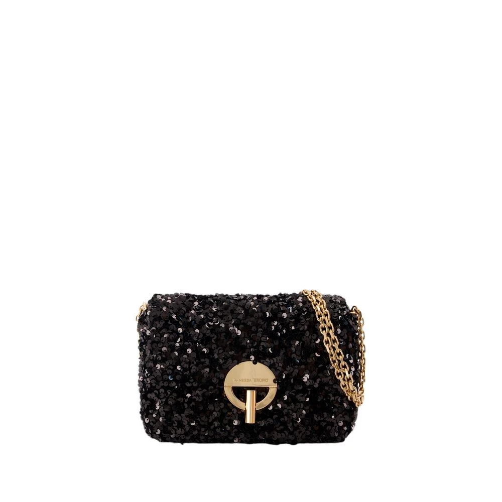 Vanessa Bruno Zwarte Moon Crossbody Tas Katoen Black Dames