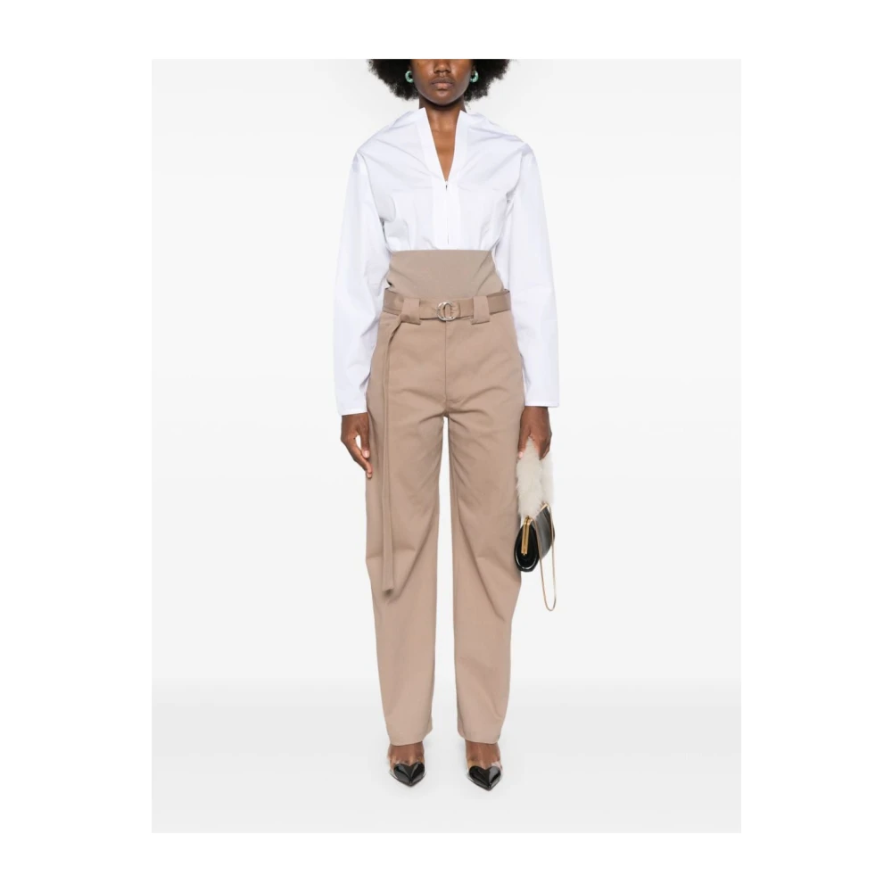 Alaïa Beige Katoenen Cargo Broek Beige Dames