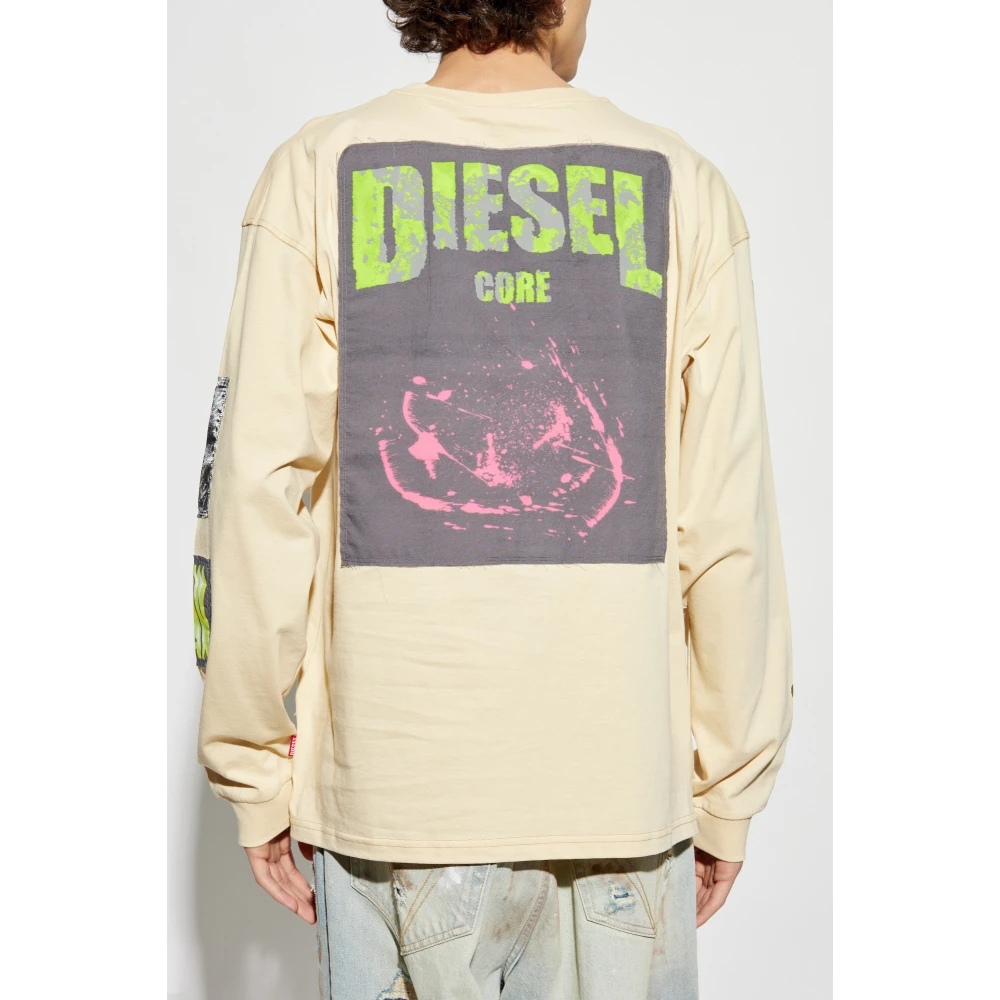 Diesel T-shirt T-Boxt-Ls-Slits-R5 Yellow Heren