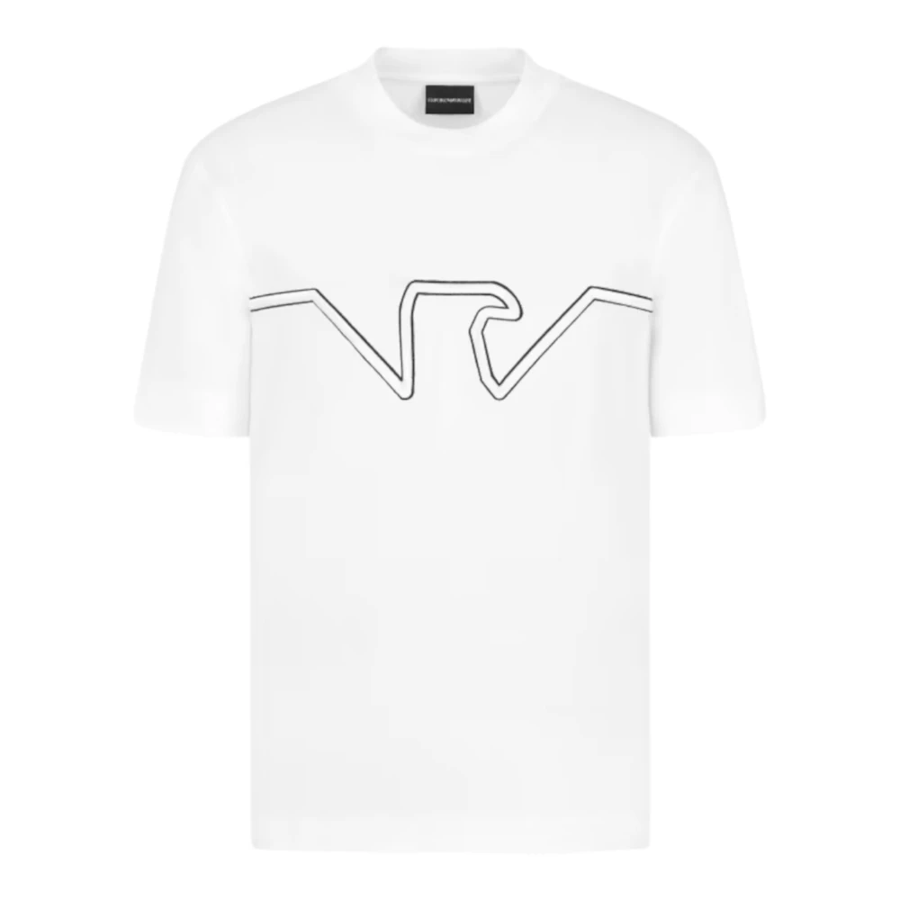 Emporio Armani Wit T-shirt met adelaarlogo White Heren