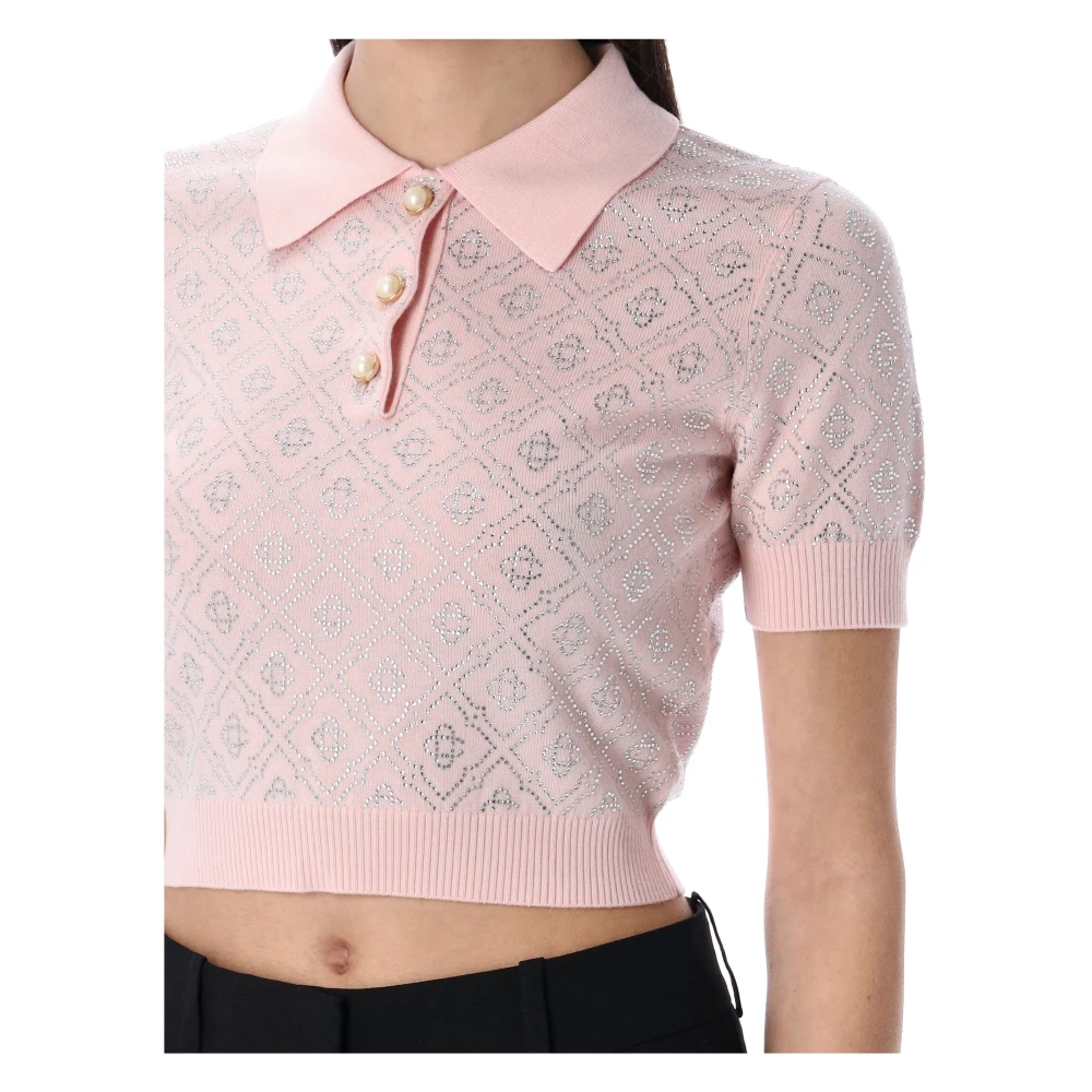 Casablanca Kristal Monogram Polo Shirt Pink Dames