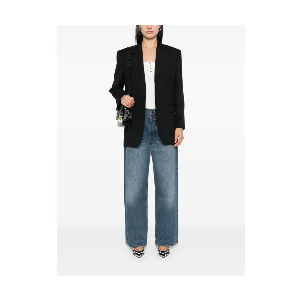 Anine Bing Zwarte textuurjas met knoopsluiting Black Dames