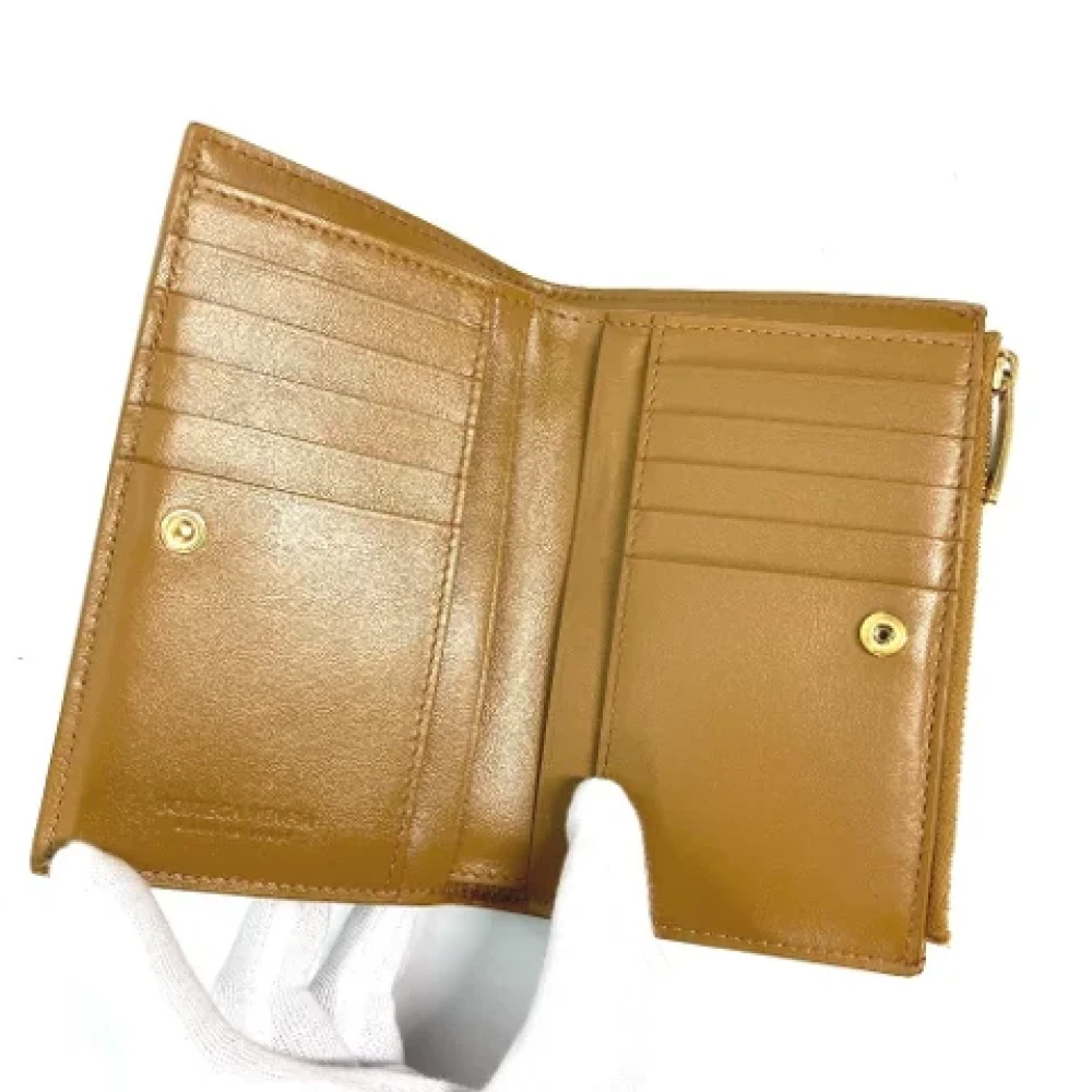 Bottega Veneta Vintage Pre-owned Leather wallets Beige Dames