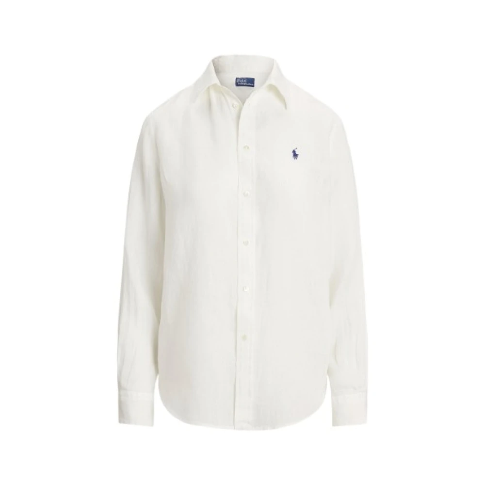 Polo Ralph Lauren Linnen overhemd met iconisch logo White Dames