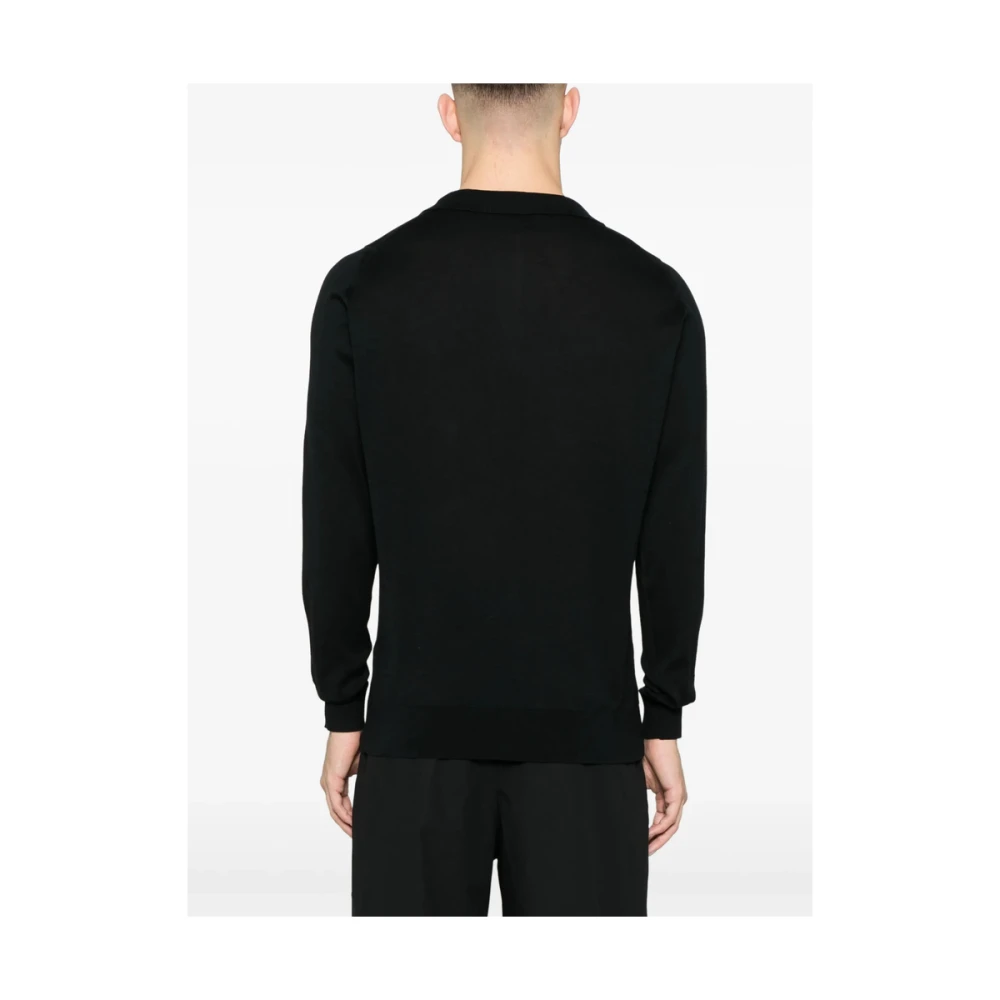 John Smedley Zwarte Polokraag Trui Black Heren