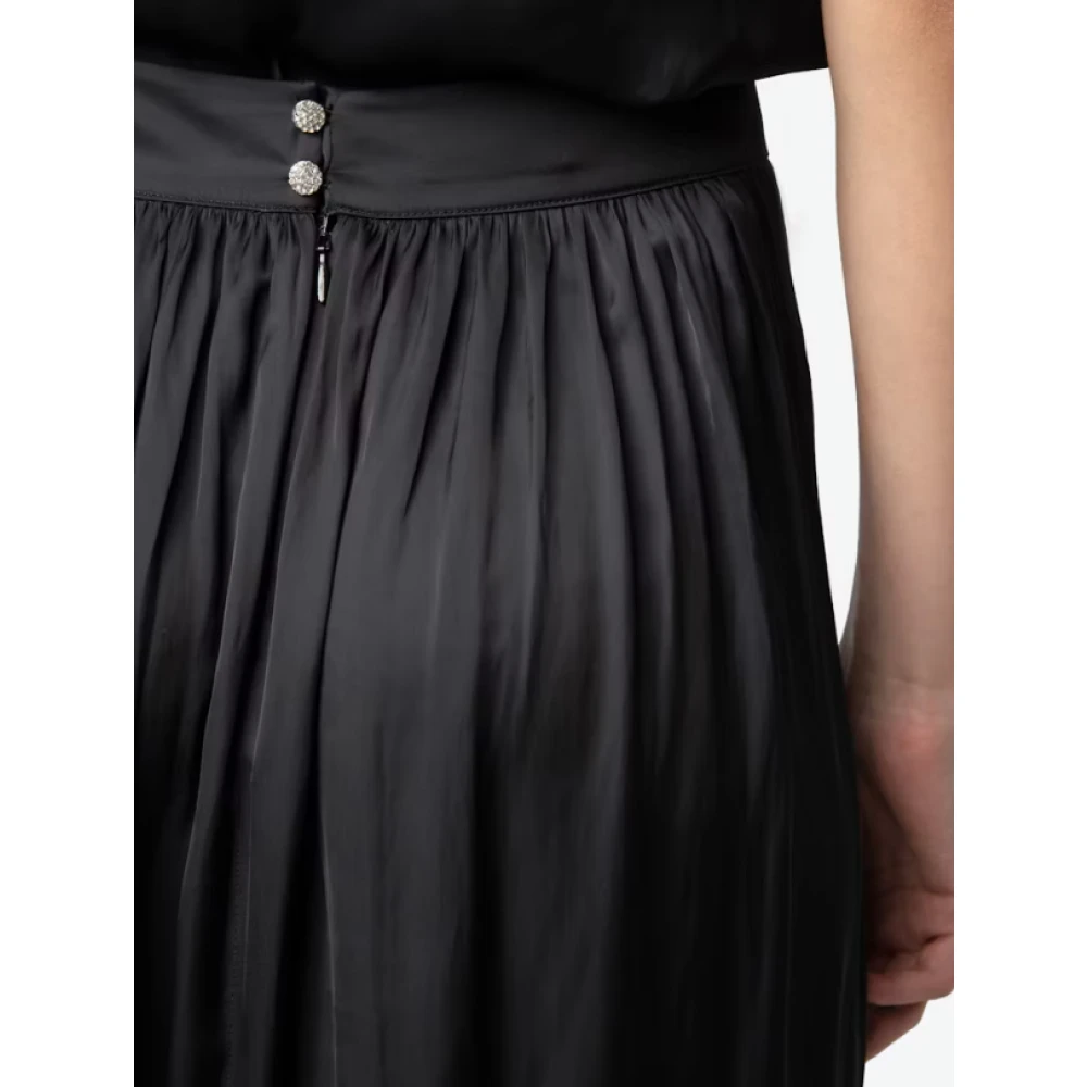 Zadig & Voltaire Zwarte Satijnen Split Rok Black Dames