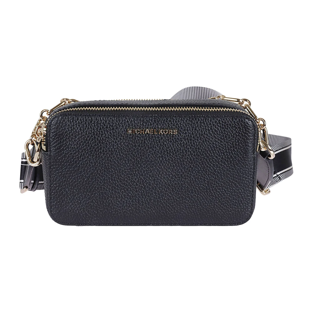 Michael Kors Zwarte Gehamerde Leren Schoudertas Black Dames
