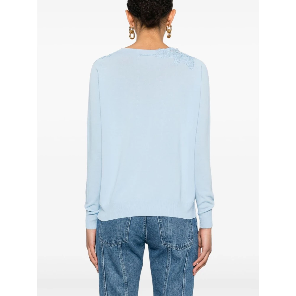 Ermanno Scervino Heldere Blauwe V-Hals Trui Blue Dames