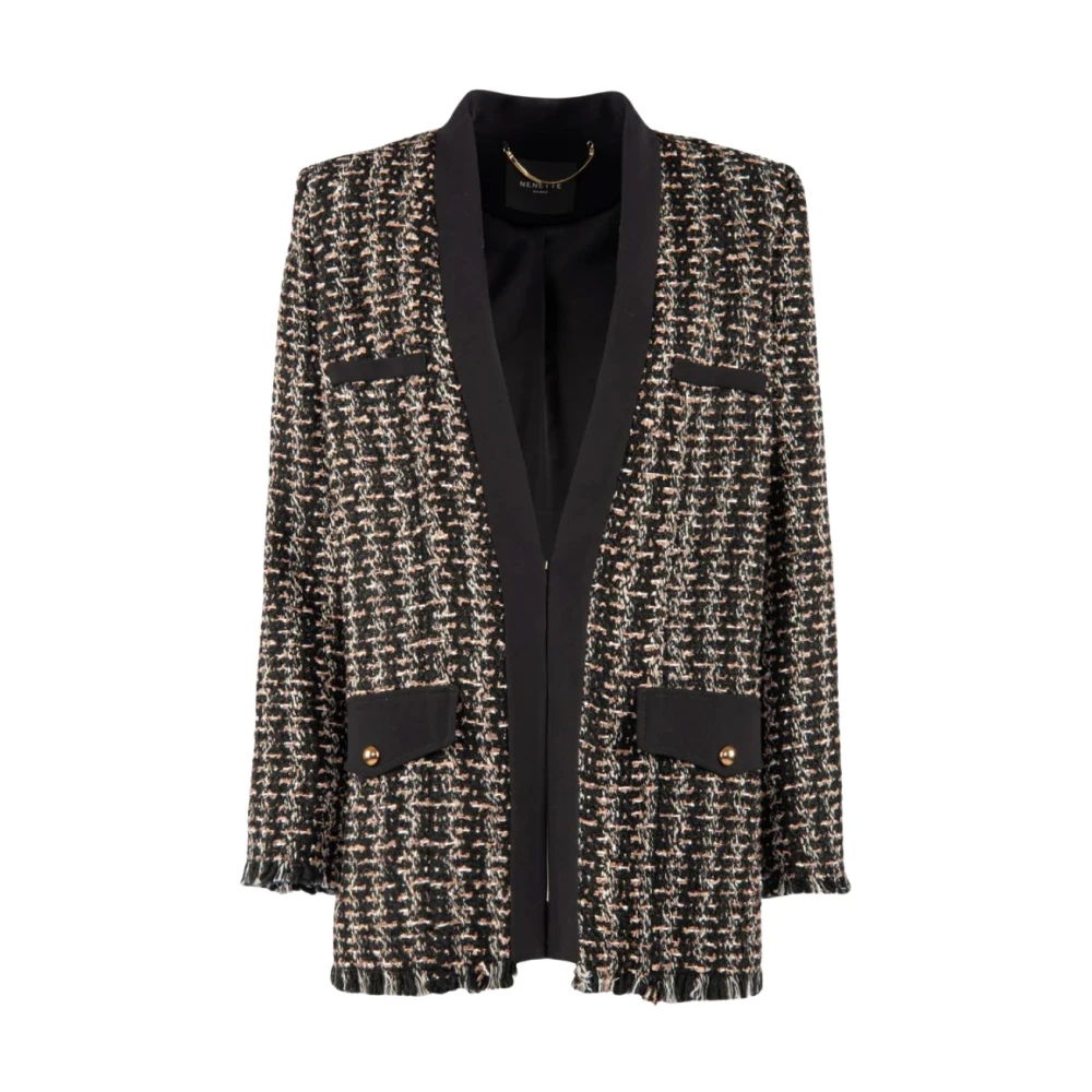 Nenette Chanel-stijl Wollen Jas met Franjes Multicolor Dames