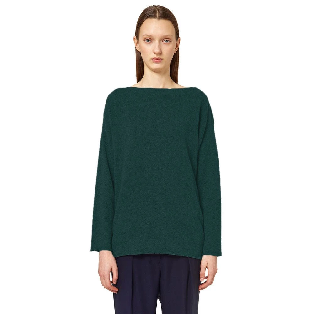 Alpha Studio Zijden Pullover met Boothals Green Dames