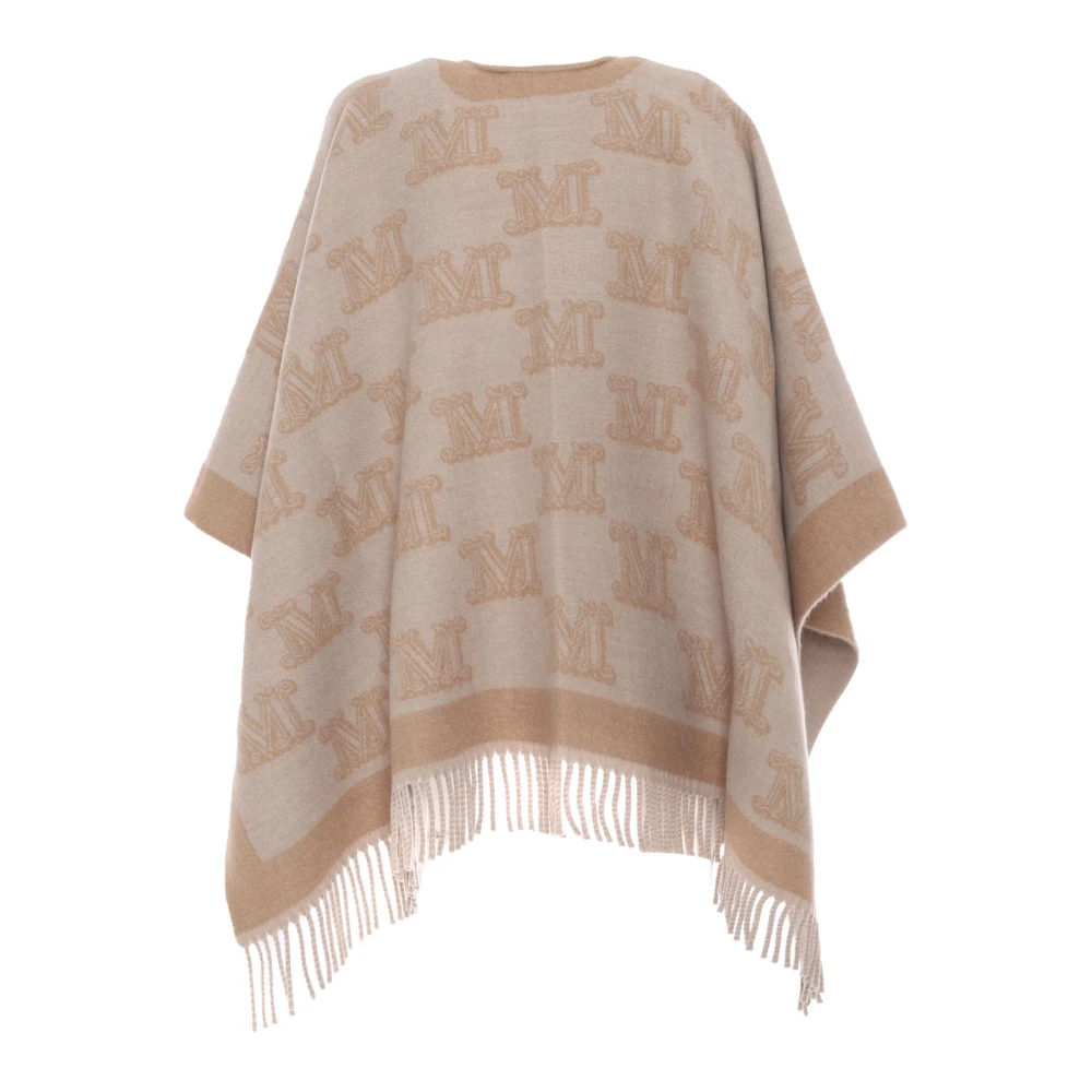 Max Mara Studio Beige Poncho Jas Frinestd Stijl Beige Dames