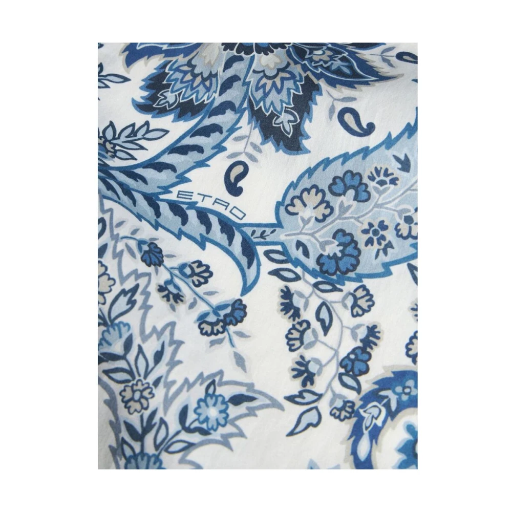 ETRO Blauwe Paisley Print Overhemd Blue Heren