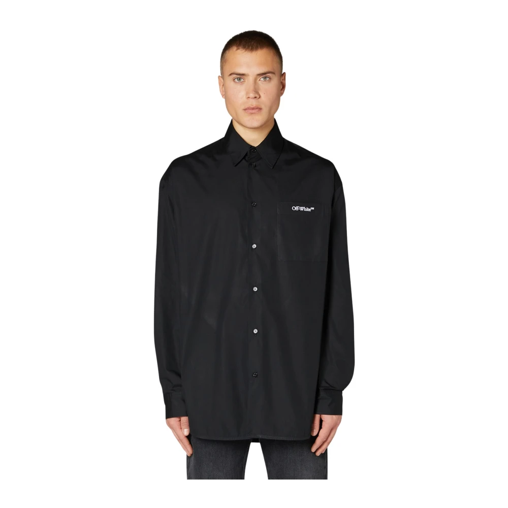 Off White Black Casual Shirts, Male, Xs, Shirt With Back Logo